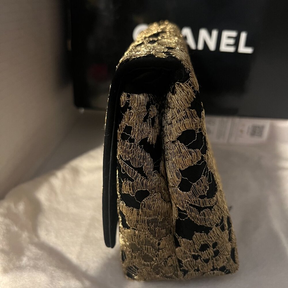 Rare 1989 S1. Vintage Chanel Gold Metallic Guipure Lace Bag. Lagerfeld Era NWOT - Picture 8 of 17
